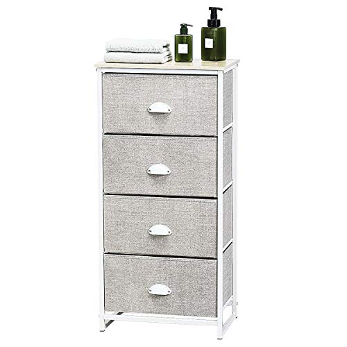 GWFVA - Cassettiera con ripiano superiore in legno, cassettiera con robusta struttura in acciaio, per bagno, camera da letto, soggiorno, armadio, ingresso (4 strati)