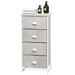 GWFVA - Cassettiera con ripiano superiore in legno, cassettiera con robusta struttura in acciaio, per bagno, camera da letto, soggiorno, armadio, ingresso (4 strati)