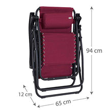 Aktive 62191 – Sdraio Gravity Zero Bordeaux, reclinabile e pieghevole, 178 x 65 x 110 cm