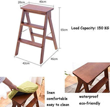 Sgabello Legno Scala Pieghevole Sgabello Sedia / 3-Strip Scala, Scala di Legno, Spugna Sedile Scaletta, estesa, Attrezzi da Giardinaggio Altezza 61 Centimetri Heavy Load Max.150 kg