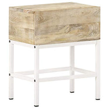 Tidyard Comodino Camera da Letto Rustico con Cassetto in Legno Massello di Mango e Ferro 40x30x50 cm,Comodino Cameretta Rustico con Cassetto in Legno Massello,Comodino in Legno Massello