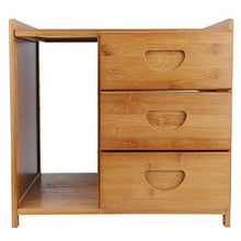 Zerone Comodino in bambù con 3 cassetti, per soggiorno, camera da letto, 42 x 31 x 40 cm (marrone)