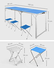 Set di sedie da campeggio in alluminio, pieghevole giardino e sedia da spiaggia, portatile 180X60X70cm-blu