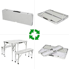 Turefans tavolino Pieghevole, Tavolo da Campeggio, Lega di Alluminio, Pieghevole, 60 * 90 * 70 cm, con 2 panche