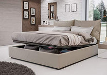 Letto Matrimoniale con contenitore comprensivo di rete in tessuto effetto velluto - Luise