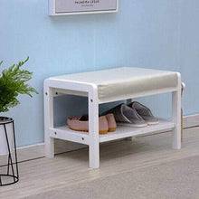 YANG Wooden Shoe Rack Cambio di Scarpe panchina Bianca Imbottito poggiapiedi Guardaroba Multifunzione Pouf ottomano Carico 200kg (Color : White, Size : 80x33x36cm)