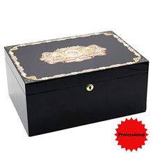 FHUILI Portasigari di Grande capienza - Portable Cigar Humidor con l'igrometro per Viaggi e Lavoro,Nero