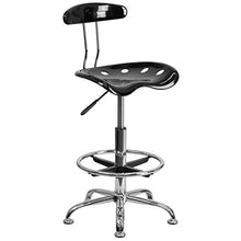 Flash Furniture Sgabello da Disegno con Seduta Stile Mezzadro, Nero Lucido e Cromo