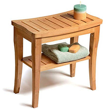 Sgabello Contenitore da Bagno in Bambu Naturale Panca con Ripiano portaoggetti Dimensioni 47,5 x 26 x 44,5 cm