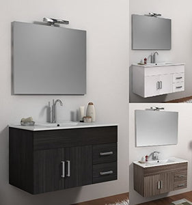 Mobile Arredo Bagno ISA cm 100 Bianco wengè o larice con lavabo in Ceramica sospeso Mobili