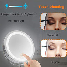 Specchio per Trucco Double Face Specchio Cosmetico Illuminato con Luci LED Ingradimento 1X/10 X 360° Girevole per Trucco, Camera da Letto, Specchio di Viaggio USB Ricaricabile
