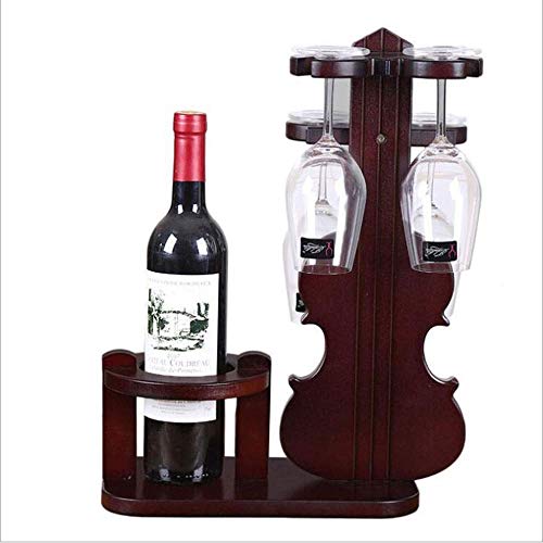 Portabottiglie Per Vino Dal Design Scaffale Legno Porta Vino Cremagliera Del Vino Creativa - Porta Bottiglie E Vetro, Può Contenere 1 Bottiglia Di Vino Rosso E 4 Bicchieri Da Vino