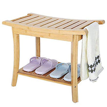 SXJ Sgabello da Bagno in Bambu con Panca Ripiano Portaoggetti Panchina Casa Colore Bamboo Naturale