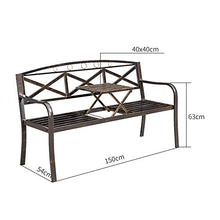 Panca da Giardino Per Patio Esterno da 59 Pollici,Panca da Cortile Per Il Tempo Libero Con Tavolo Centrale,Sedile Decorativo Con Struttura In Ghisa Durevole Combinazione di Tavolo E Sedia da Balcone