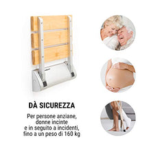 Oneconcept Arielle - Sedile da Doccia Pieghevole, Superficie in Bambù, Gancio in Alluminio, Peso max.: 160 kg, incl. Materiale di Montaggio, Stile: Classic, Legno