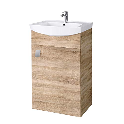 Lavabo con mobiletto base, 45 cm, per bagno e WC ospiti (rovere Sonoma)