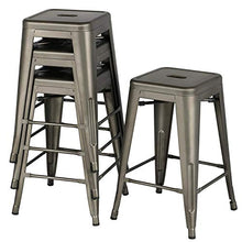 Yaheetech Set 4 Sgabelli Alti da Bar Vintage in Metallo Cucina Industriali Impilabili Opaco Antiruggine Altezza 61 cm
