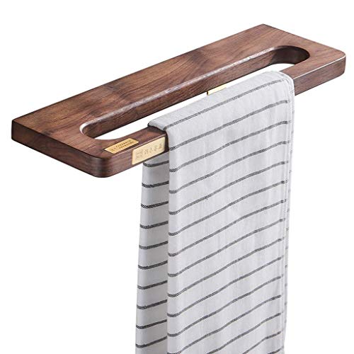 WLVG Portasciugamani in Legno di Noce Nero Bagno Singolo palo in Rame portasciugamani mensola del Bagno portasciugamani 38 × 12 × 2 cm (Dimensioni: 38 cm)