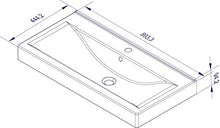 FACKELMANN Lavandino PIURO/lavabo in ceramica/Dimensioni (L x A x P): ca. 89,5 x 16,5 x 44,5 cm di alta qualità ed elegante vasca da bagno / lavabo per WC/colore: Bianco