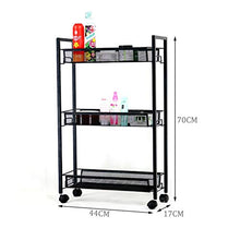 LYM &ripiano di stoccaggio Scaffali Multifunzione Soggiorno Camera da Letto Cucina 3 Strati Movable with Wheel Landing Storage Rack Nero Scaffale di Finitura