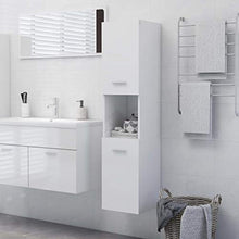 vidaXL Armadio da Bagno Bianco Lucido 30x30x130 cm in Truciolato