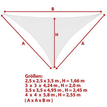 BB Sport Tenda Velo Sole 2.5m x 2.5m x 3.5m Cocco Triangolare Vela Sole Ombreggiante 100% PES Protezione Solare UV 30+ Parasole Giardino Esterni