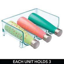 mDesign Set da 2 Portabottiglie vino e acqua – Scaffale portabottiglie da appoggio per un totale di 6 bottiglie – Mensola portabottiglie impilabile in plastica senza BPA – blu