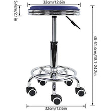 KKTONER Poggiapiedi rotondo regolazione in altezza in pelle PU con cuscinetti moderno stile industriale in metallo rotante per salone SPA sgabello per massaggi per piccoli lavori (blu)