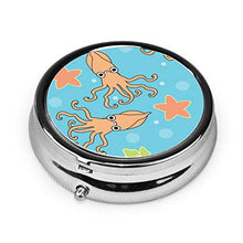 Scatola rotonda per medicina portatile, mini pillole in metallo, dispenser per pillole, borsa da tasca, regalo da viaggio, calamari