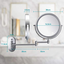 Auxmir Specchio Trucco con Ingrandimento 10X/1X, Specchio Bagno con Luci a 3 Colori, Luminosità Regolabile, Specchio Estensibile, Rotazione a 360°, Alimentato da Batterie AAA, per Bagno Hotel Spa