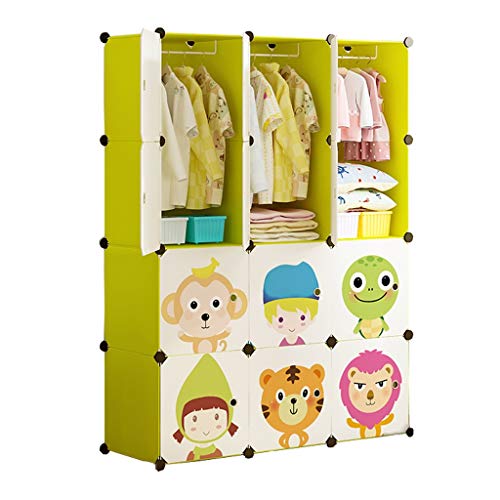 Locker 12-Porte Armadio Armadio 3-Hanging Archivi Rimovibili di Plastica 6-Gitter Scaffali Abbigliamento Home Camera Dormitorio Verde 111X47X147CM MUMUJIN