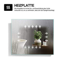 EMKE specchio da bagno LED 80 x 60 cm con illuminazione specchio a luce bianca fredda specchio da bagno specchio da parete con interruttore touch + anti-appannamento
