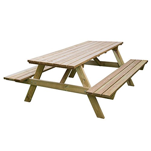 Tavolo picnic 180x120xH70 legno robusto + panche seduta arredo giardino BD-46068