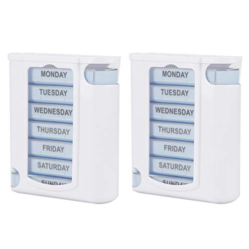 2 Set 28 Griglie Scatole portapillole Organizer per farmaci Pianificatore settimanale Compresse Contenitore Dispenser Porta vitamine per Viaggi a casa