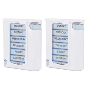 2 Set 28 Griglie Scatole portapillole Organizer per farmaci Pianificatore settimanale Compresse Contenitore Dispenser Porta vitamine per Viaggi a casa