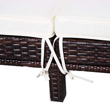 Outsunny Lettino Prendisole a 2 Posti, Sdraio in Acciaio e Rattan, Schienale Regolabile, 195 x 120 x 28cm Marrone e Bianco Crema