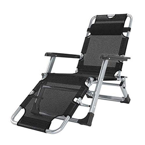 Hfyg Lettino Prendisole Sedie Reclinabili del Patio, Sedia A Sdraio A gravità Zero Sedia Sdraio Pieghevole Sedia da Campeggio Reclinabile Portatile da Giardino 200kg Chaise Longue (Color : Black)