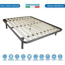 Comprarredo Rete ortopedica matrimoniale a doghe verticali misure 160 x 190 cm, resistentissima rete a tavole in legno massello con 5 piedi e triplo supporto