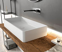 Lavabo da appoggio in solid surface PB2013-80 x 40 x 14,5 cm - bianco opaco