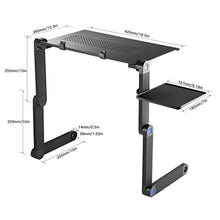 Supporto PC Portatile Pieghevole Tavolino da Letto per PC Regolabile Tavolo per Laptop in Alluminio Scrivania con Staffa del Mouse Foro di Raffreddamento Adatto a Letto Sofà