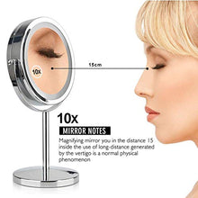 BD.Y Specchi per Trucco 17 LED Specchio di cortesia a Specchio 10X Specchio cosmetico Regolabile da 7 Pollici con Specchio cosmetico a Doppia Faccia