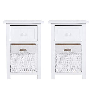 DFGH Accanto al Tavolo, 2 Pz/Set Semplice Comodino in Legno da Letto Notturno Stand con Cassetto E Cestino per Stoccaggio