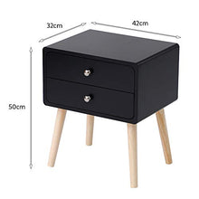 YIFAA Comodini Camera da Letto Set da Scandinavo con Cassetto per Letto, Soggiorno, Ufficio (Nero - Set da 2, 42x32x50cm)