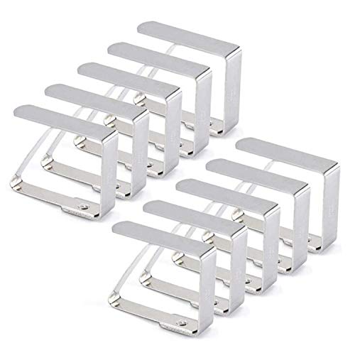 Tovaglia Clip in Acciaio, Molla Fermatovaglia, 10 Pezzi Fermatovaglia Acciaio Inossidabile, Tablecloth Clip Regolabile, Argento, per Outdoor Picnic Party