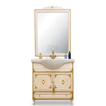 SHOP CHIC Completo Bagno Mobile con lavabo e specchiera in Stile Barocco Avorio e Oro per Piccoli spazi