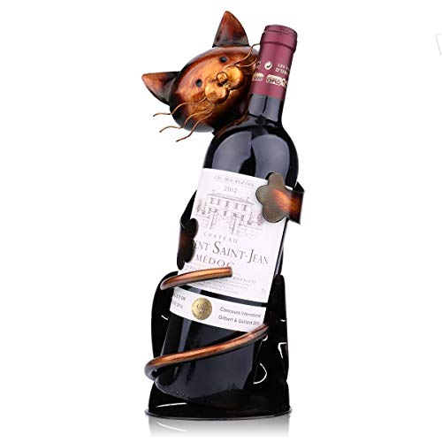No Mestieri della Decorazione della casa dello scaffale del Vino del Supporto del Vino a Forma di Gatto della Scultura di Metallo