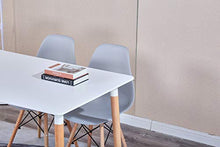 Sedie da scrivania/soggiorno/sedie da pranzo con gambe in faggio naturale e schienale in PP, chic confortevole con bel design, un set di 4 (grigio)