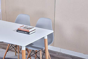 Sedie da scrivania/soggiorno/sedie da pranzo con gambe in faggio naturale e schienale in PP, chic confortevole con bel design, un set di 4 (grigio)