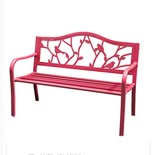 Panchina da esterno per terrazza, panchina in metallo per 2 persone, sedile da giardino per esterni con braccioli e schienale, design a forma di uccello rosa, adatto per interni ed esterni