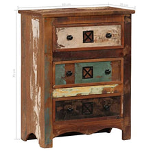 vidaXL Cassettiera in Legno Massello di Recupero Rustica 3 Cassetti Mobiletto Comodino Armadietto Arredamento Camera Salotto Lucidata